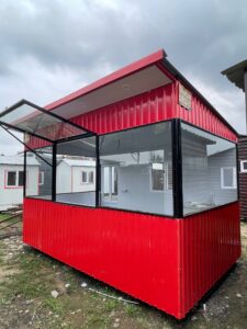 کانکس فروشگاهی ۴×۲/۴ نما شیشه و ورق استاتیک رنگی