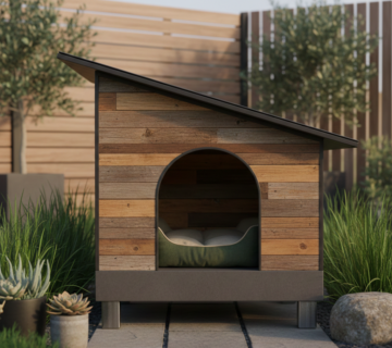 ساخت لانه سگ با نمای چوب و متریال مقاوم