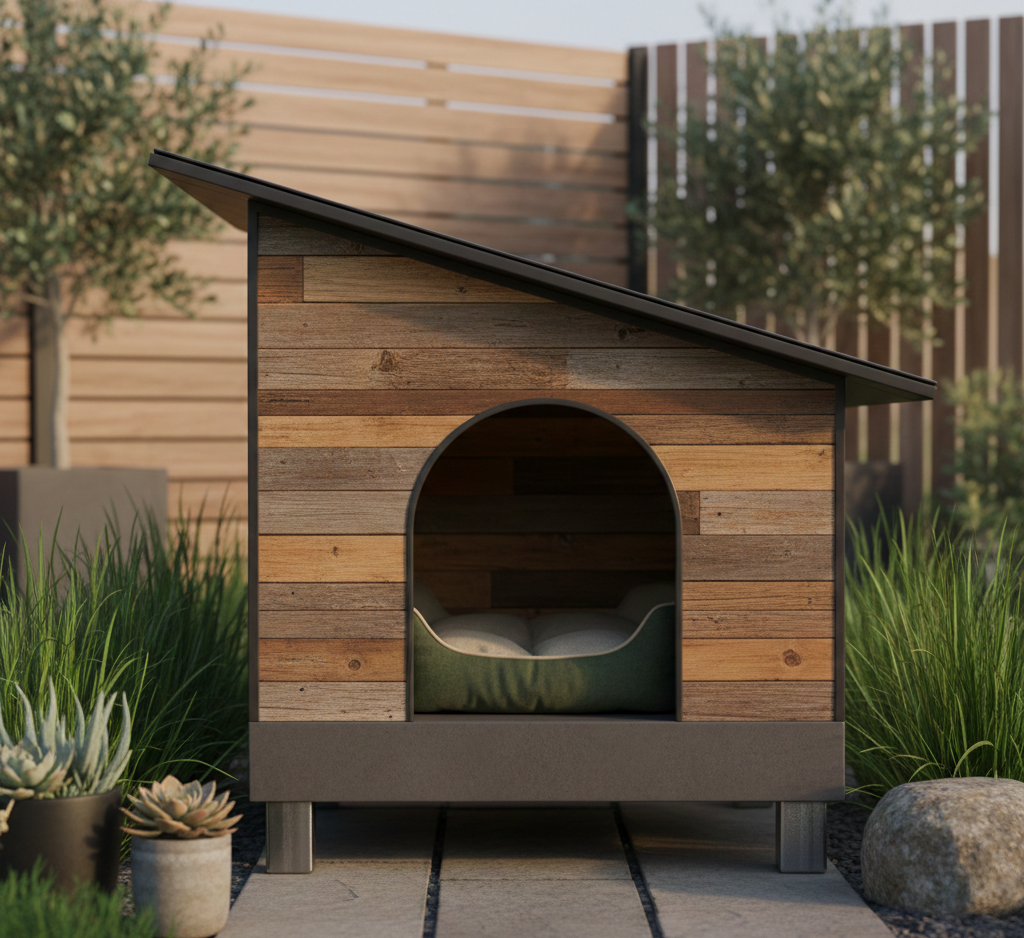 ساخت لانه سگ با نمای چوب و متریال مقاوم