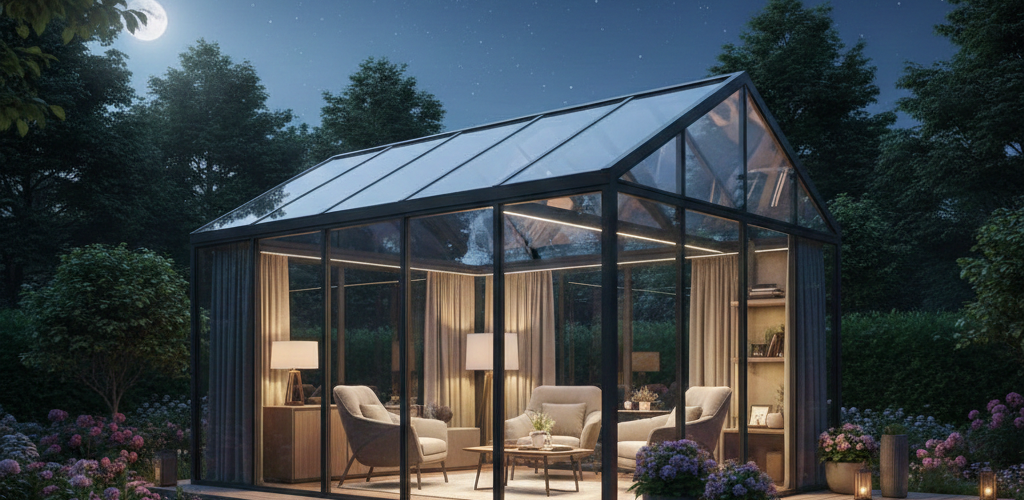 کانکس‌های سقف شیشه‌ای؛ نسل جدید سازه‌های باغی برای تماشای ستارگان