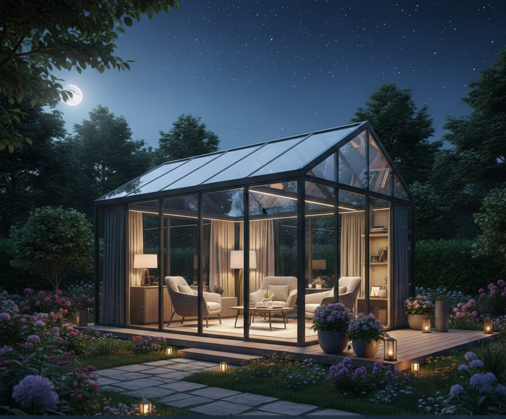 کانکس‌های سقف شیشه‌ای؛ نسل جدید سازه‌های باغی برای تماشای ستارگان